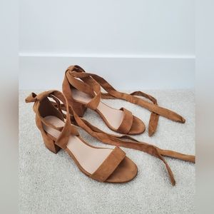 Aldo ankle lace suede block heel sandal